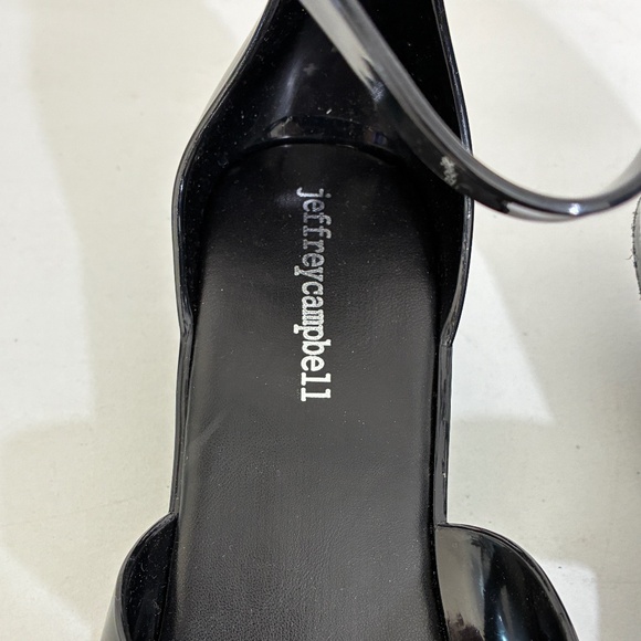 Jeffrey Campbell Black Gummy-THG Ankle Wrap Kitten Heel Jelly Thong Sandals Sz 9 - Picture 2 of 9